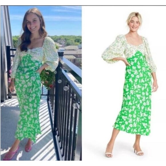 RIXO x Target Green Floral Midi Maxi Dress Size US 2 - Picture 1 of 8